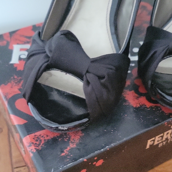 Fergalicious Black Peep Toe Heels - Picture 3 of 7